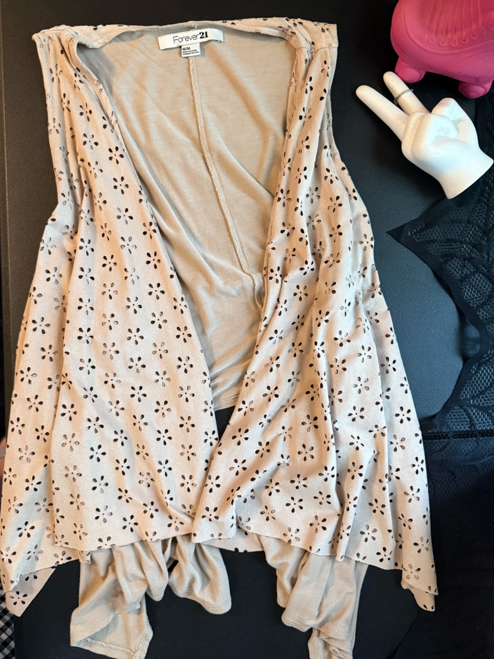 Forever 21 Boho Faux Suede Open Front Draped Cardigan•Size Medium•